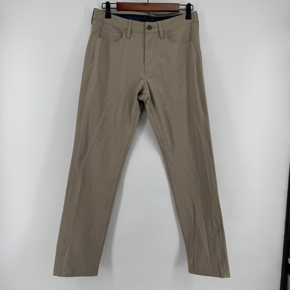 Vineyard Vines Performance Pants Mens 30x30 Khaki Tan 5-Pocket Stretch